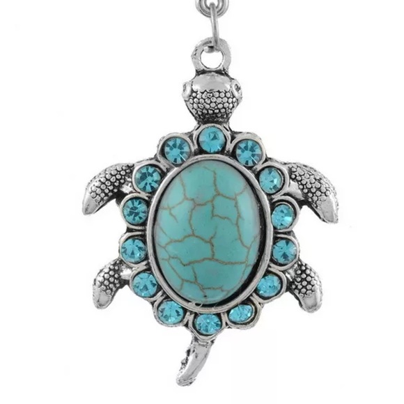 NewTurquoise Turtle Pendant &Sterling Silver Chain - Picture 3 of 6
